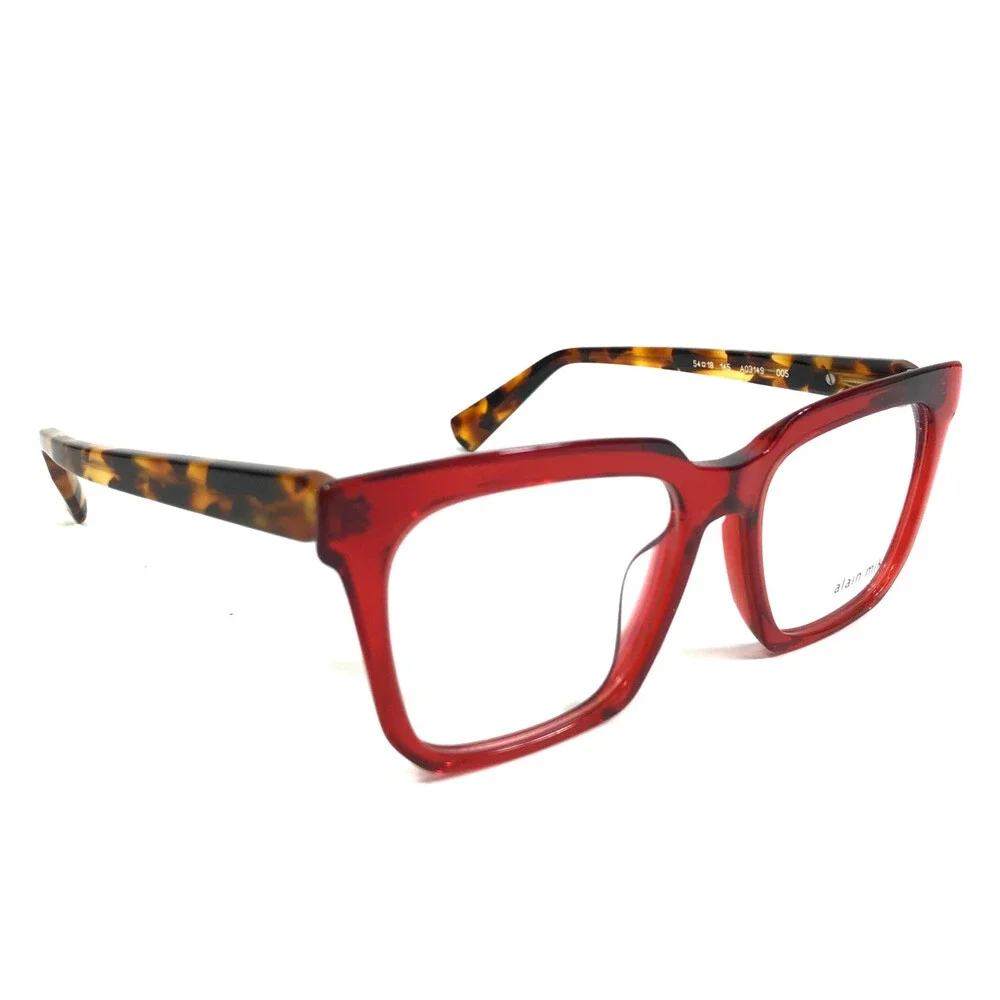 Alain Mikli Eyeglasses Frames A03149 005 Red Tortoise Square Full Rim 54-18-145
